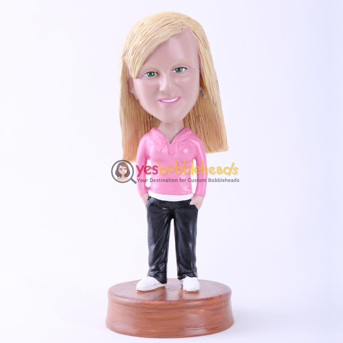 Picture of Custom Bobblehead Doll: Woman Hands in Pockets