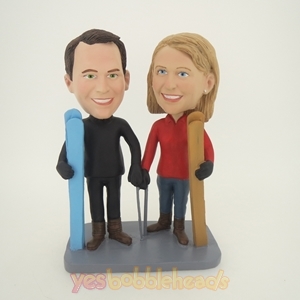 Picture of Custom Bobblehead Doll: Ski Lover Couple