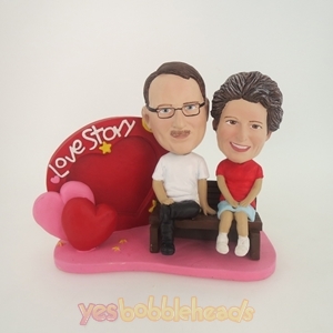 Picture of Custom Bobblehead Doll: Love Story Couple Sitting Together