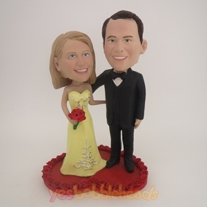Picture of Custom Bobblehead Doll: Sweet Wedding Couple Standing On Love Heart