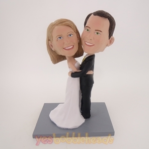Picture of Custom Bobblehead Doll: Wedding Couple Happily Holding Each Other