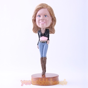 Picture of Custom Bobblehead Doll: Fashionable Young Lady in Jeans