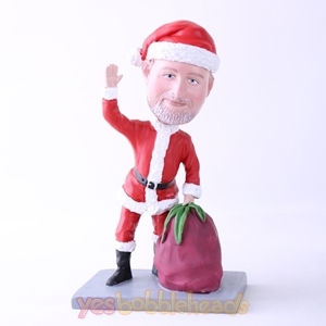 Picture of Custom Bobblehead Doll: Santa Claus Holding Gift Bag (About 9" Tall)