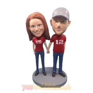 Picture of Custom Bobblehead Doll: Casual Couple Hands in Hands