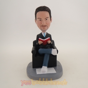 Picture of Custom Bobblehead Doll: Man Reading in Sofa