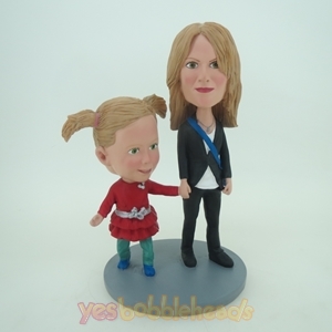 Picture of Custom Bobblehead Doll: Mother & Daughter Hand in Hand