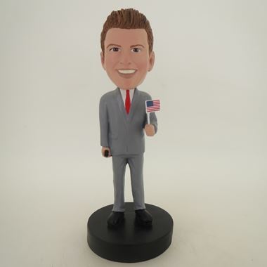 Custom Bobblehead Doll: Man Holding American Flag - Custom Bobbleheads ...