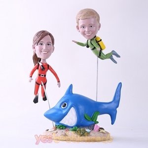 Picture of Custom Bobblehead Doll: Scuba Diving Mother & Son