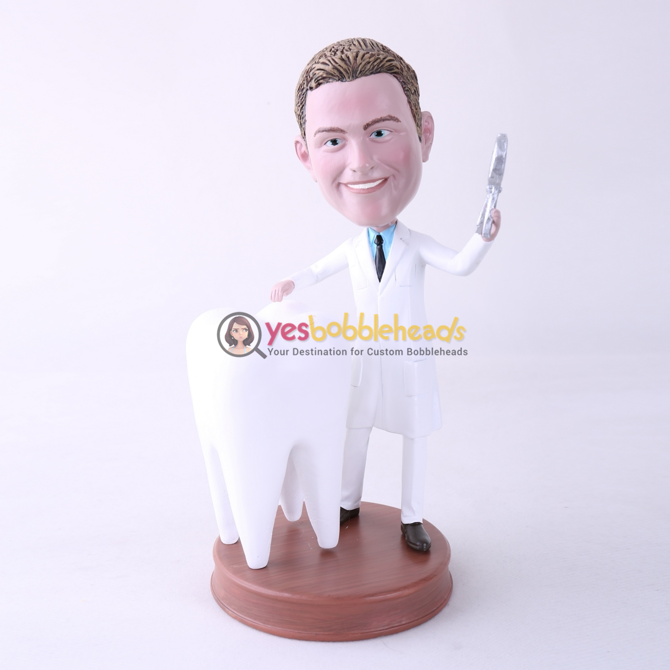 Picture of Custom Bobblehead Doll: Male Dentist with Big Tooth