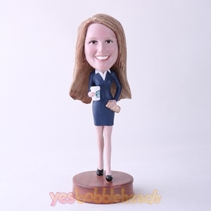 Picture of Custom Bobblehead Doll: Office Woman Holding Coffee