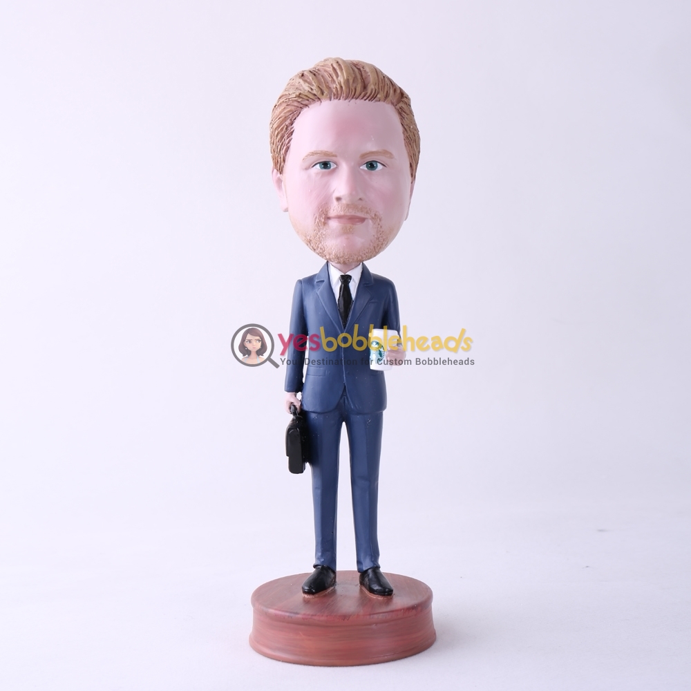 Picture of Custom Bobblehead Doll: Office Man Holding Coffee