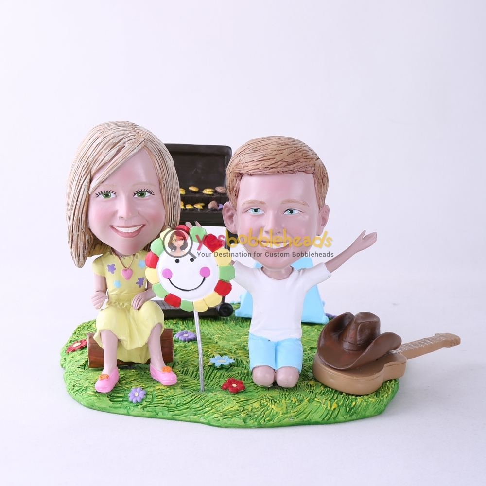 Picture of Custom Bobblehead Doll: BBQ Theme Daughter & Son