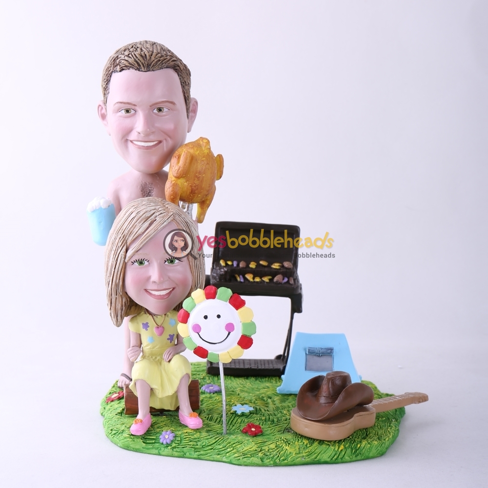 Picture of Custom Bobblehead Doll: BBQ Theme Father & Daughter