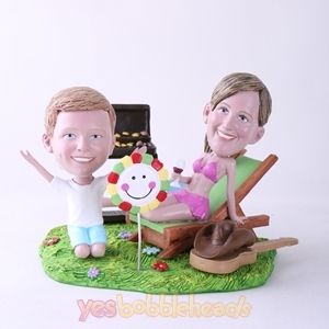 Picture of Custom Bobblehead Doll: BBQ Theme Mother & Son