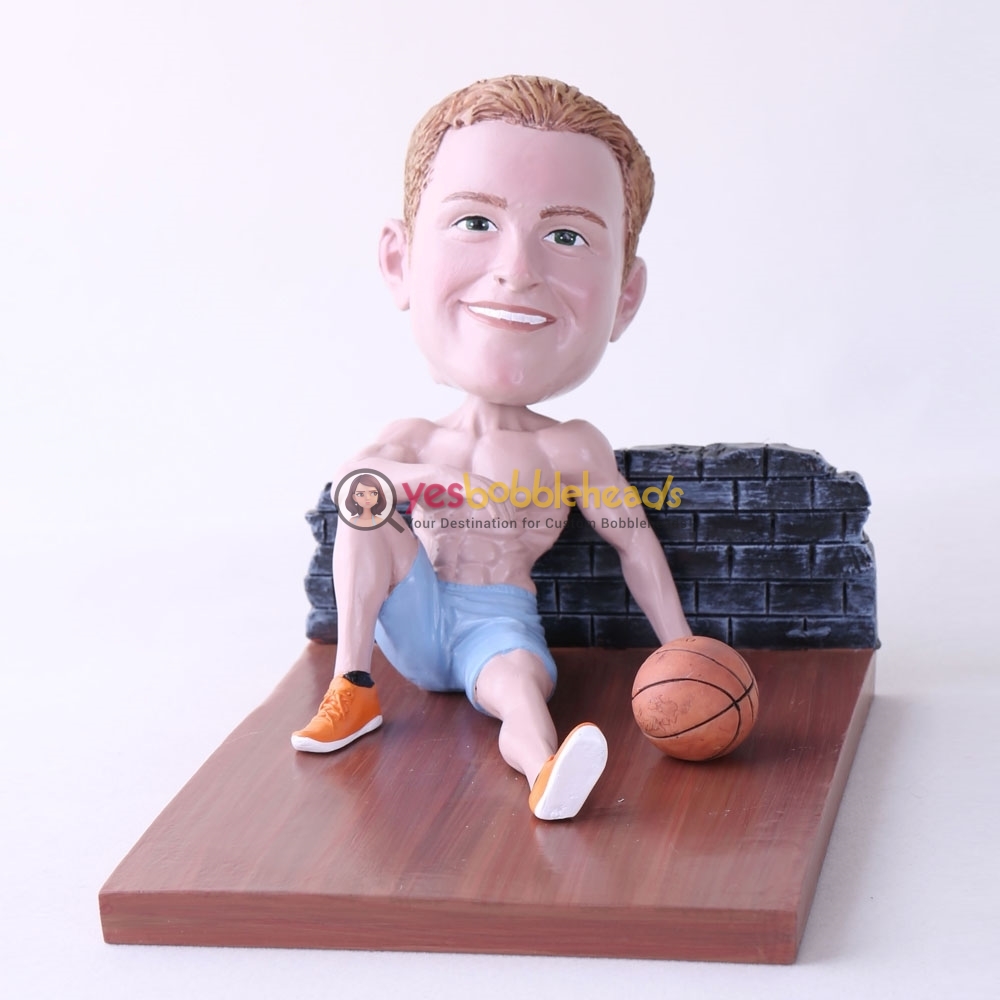 Picture of Custom Bobblehead Doll: Man Sitting On The Floor With Basketball