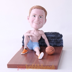 Picture of Custom Bobblehead Doll: Man Sitting On The Floor With Basketball
