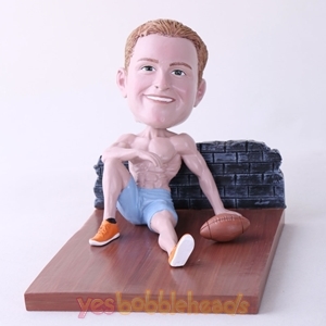 Picture of Custom Bobblehead Doll: Man Sitting On The Floor With Football