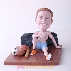 Picture of Custom Bobblehead Doll: Man Sitting On The Floor With Various Balls