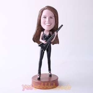 Picture of Custom Bobblehead Doll: Singing Woman With A Guitar