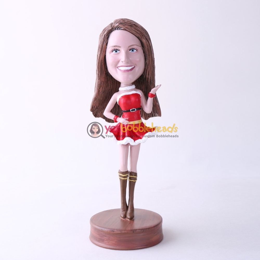 Picture of Custom Bobblehead Doll: Woman In Christmas Style Dress