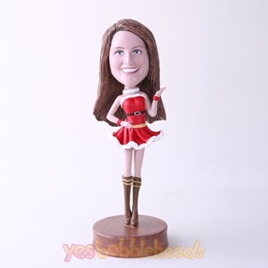 Picture of Custom Bobblehead Doll: Woman In Christmas Style Dress