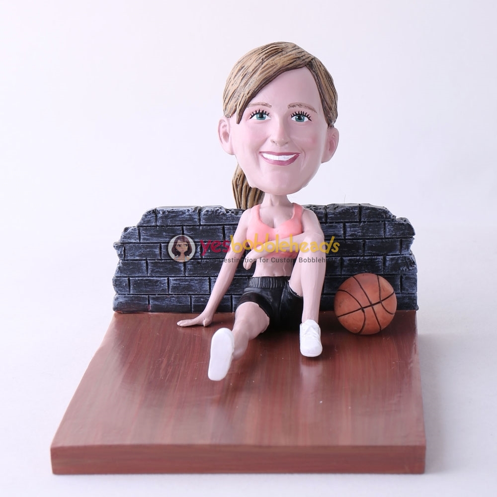 Picture of Custom Bobblehead Doll: Woman Sitting On The Floor With Basketball