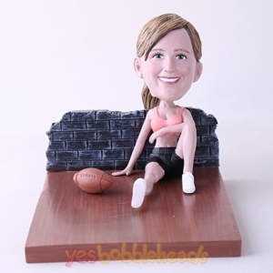 Picture of Custom Bobblehead Doll: Woman Sitting On The Floor With Football