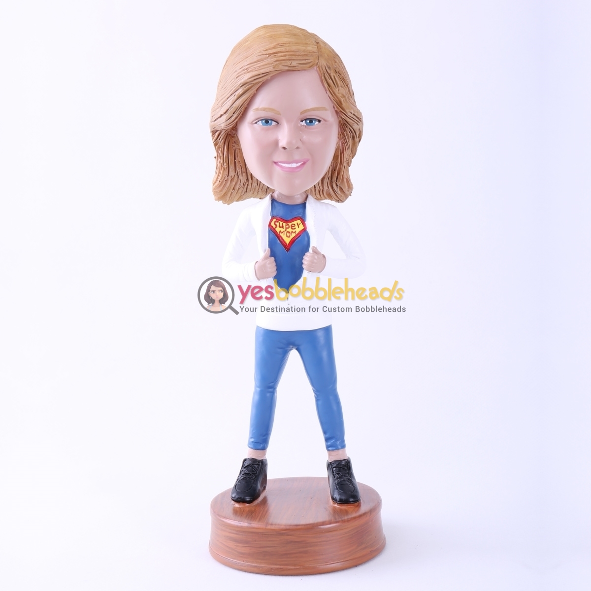 Picture of Custom Bobblehead Doll: Mom Opening Up Chest to Show Braveness