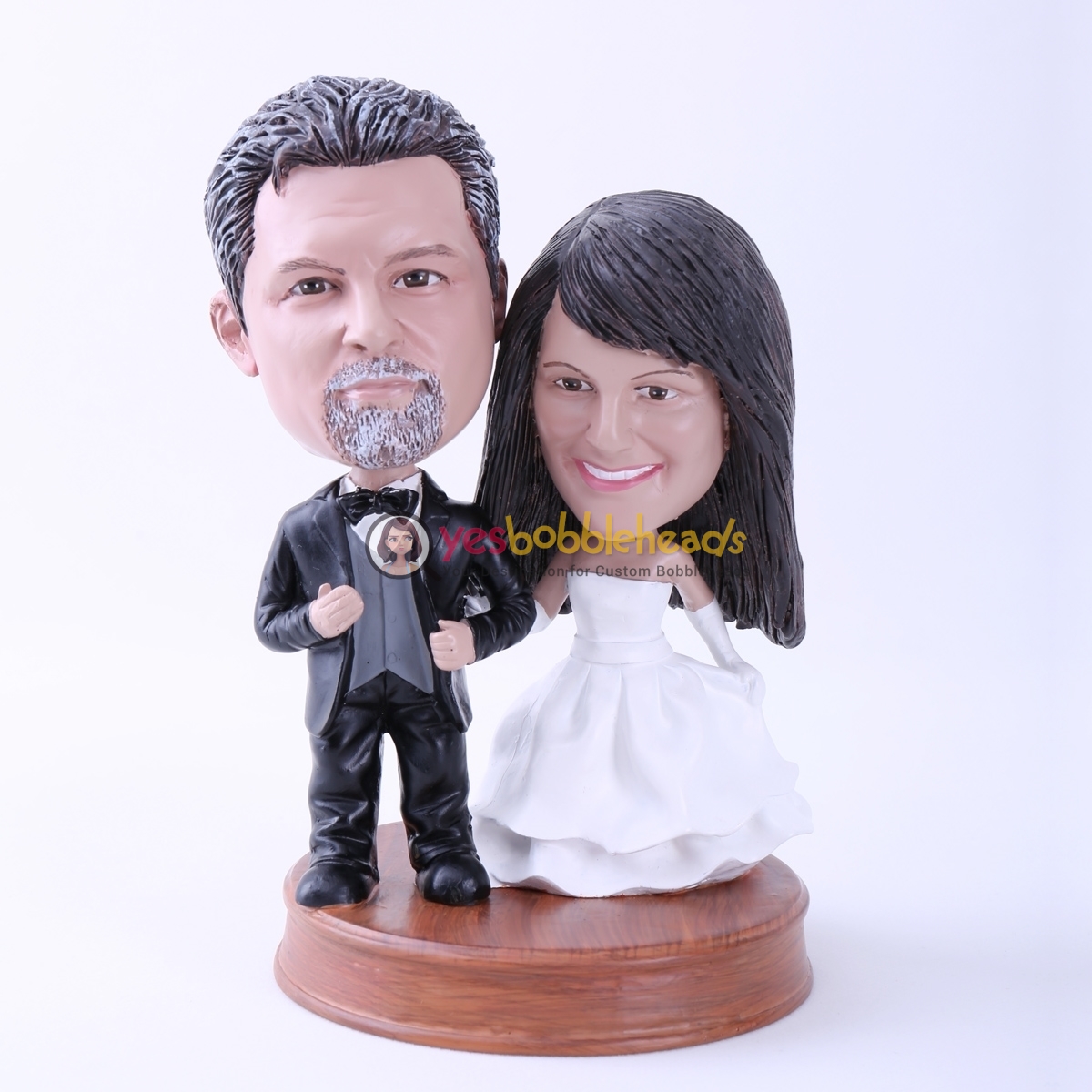 Picture of Custom Bobblehead Doll: Black Suit Groom and White Dressed Bride