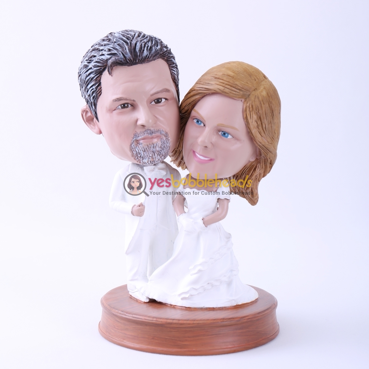 Picture of Custom Bobblehead Doll: Bride and Groom in Pure White