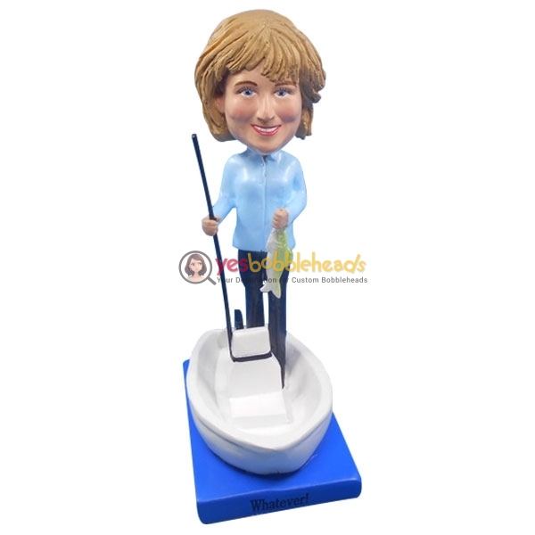 Picture of Custom Bobblehead Doll: Fishing Woman In Boat