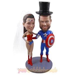 Picture of Custom Bobblehead Doll: Captain America & Wonder Woman