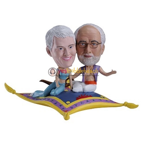 Picture of Custom Bobblehead Doll: Couple Sitting Together on Colorful Blanket