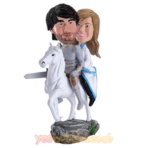 Picture of Custom Bobblehead Doll: Knight & Princess on White Horse