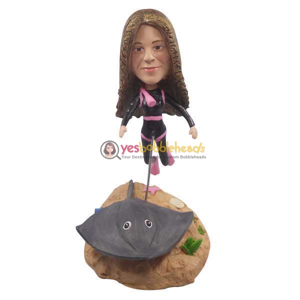 Picture of Custom Bobblehead Doll: Scuba Diving Woman with Stingray
