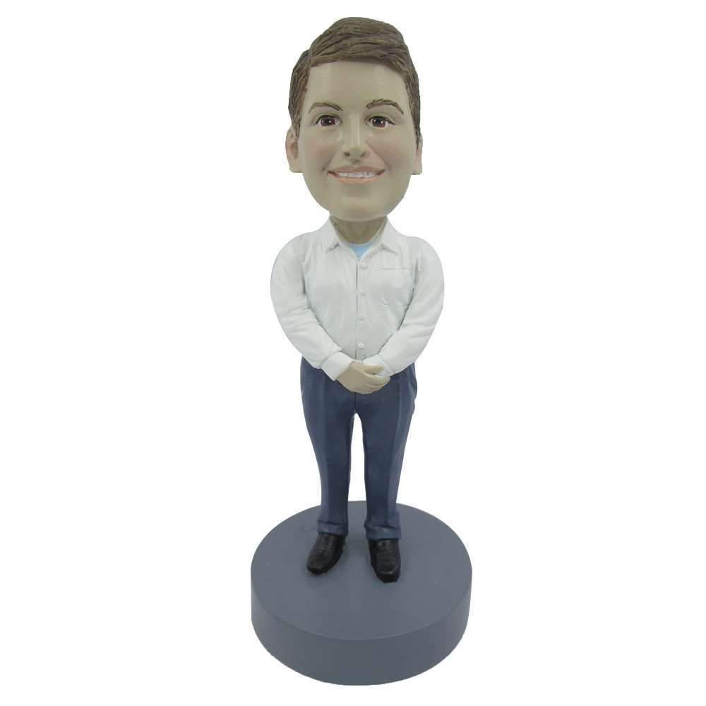 Picture of Custom Bobblehead Doll: Male Two Hands  Front