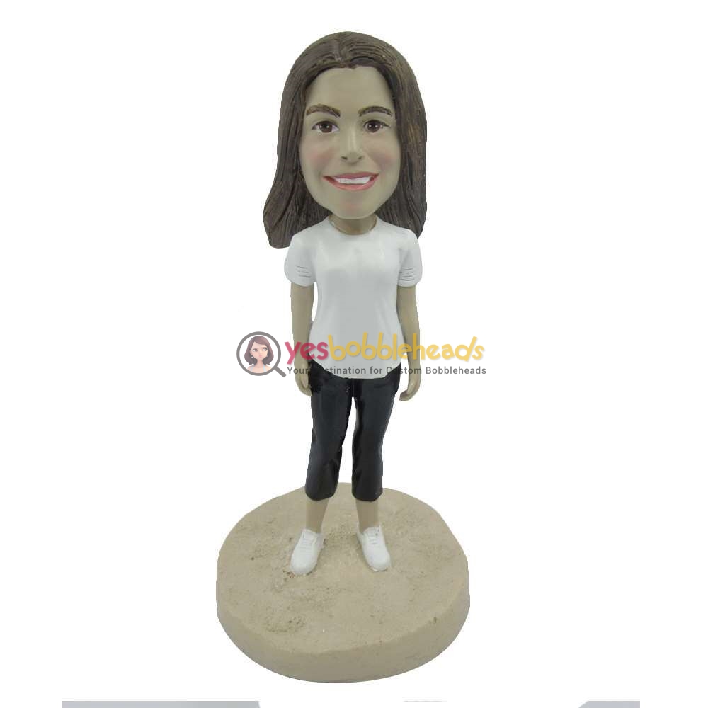 Picture of Custom Bobblehead Doll: Casual Woman in T-shirt
