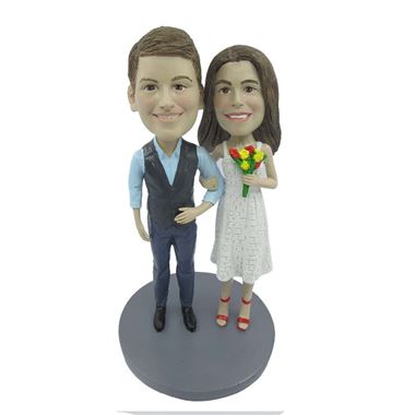 Custom Bobblehead Doll: Man and Woman Holding Flowers - Custom ...