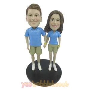 Picture of Custom Bobblehead Doll: Man and Woman in Couple Outfits