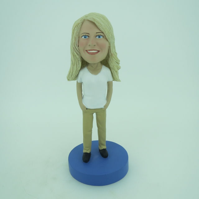Picture of Custom Bobblehead Doll: White Short Sleeve Woman