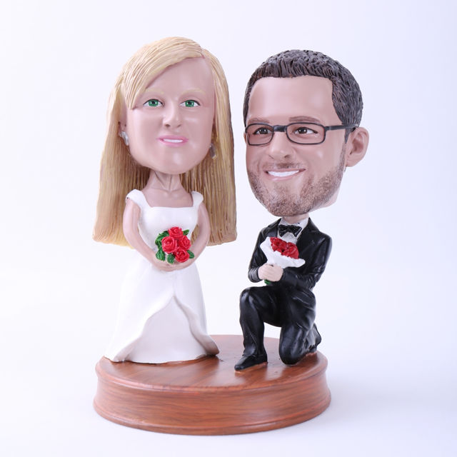 Picture of Custom Bobblehead Doll: Groom Down on One Knee to Marry