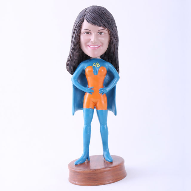 Picture of Custom Bobblehead Doll: Blue Superhero  Woman