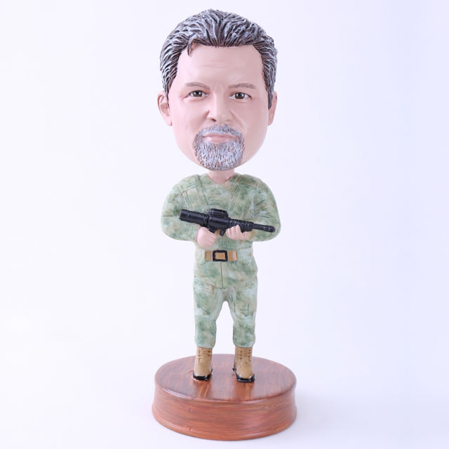 Picture of Custom Bobblehead Doll: Cool Marines Holding Gun
