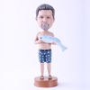 Picture of Custom Bobblehead Doll: Man Holding A Fish (About 9" Tall)