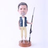 Picture of Custom Bobblehead Doll: Man with Fishing Rod (About 9" Tall)