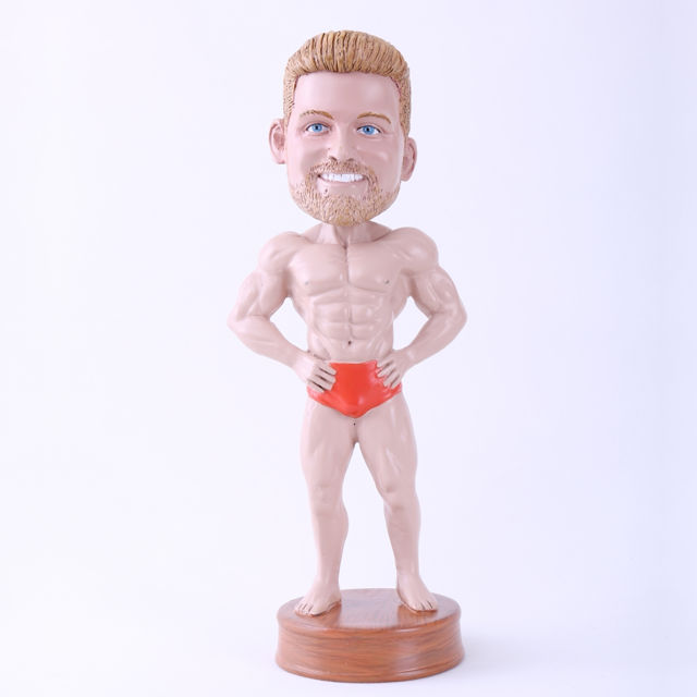 Picture of Custom Bobblehead Doll: Muscle Man Hands on Hips (About 9" Tall)