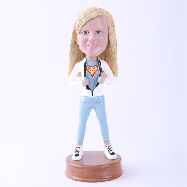 Picture of Custom Bobblehead Doll: Girl Opening Up Chest Showing Braveness