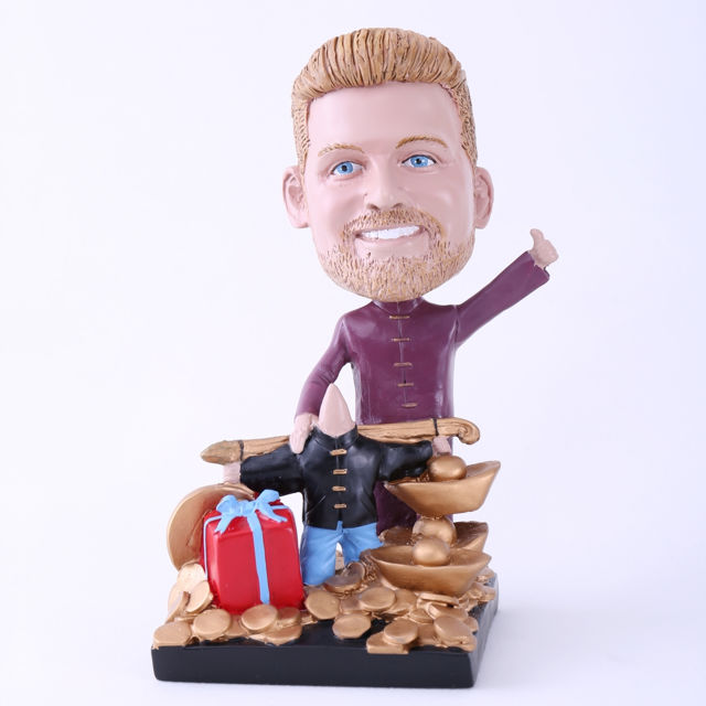 Picture of Custom Bobblehead Doll: Rich Man with Tons of Gold