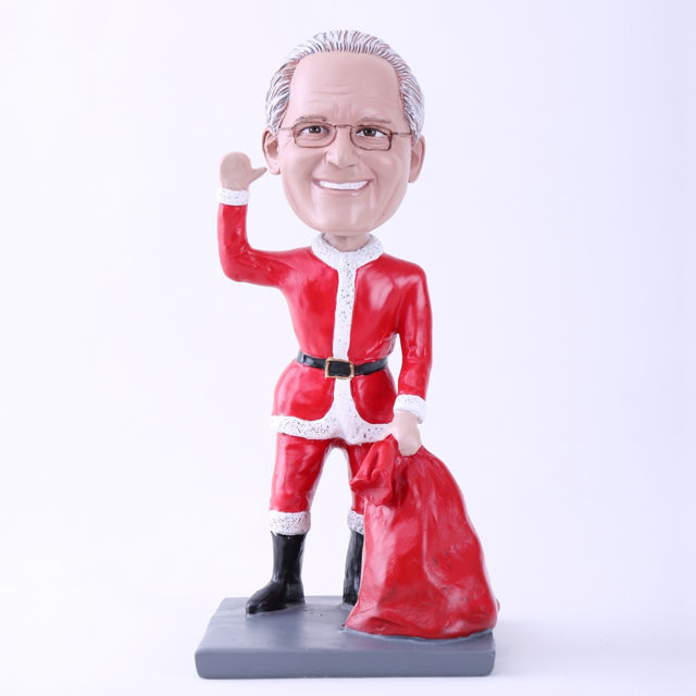 Picture of Custom Bobblehead Doll: Santa Claus Saying Hi (About 9" Tall)