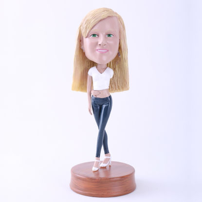 Picture of Custom Bobblehead Doll: Woman Backhand Touch Navel
